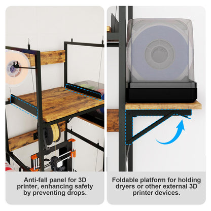 PUNCIA 3-Tier Foldable 3D Printer Stand with Filament Storage, Heavy Duty Rack for FDM SLA Resin 3D Printers and PLA ABS Materials Sturdy 3D Printing Table Perfect for Home Office Workshop Studio
