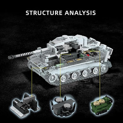 39063“Michael Wittmann's Tiger Tank No.S04” Building Block Set 1628 Pieces Military 1:28 Scale Tank Model Toys Ideal Gift for Room Decoration or Collection