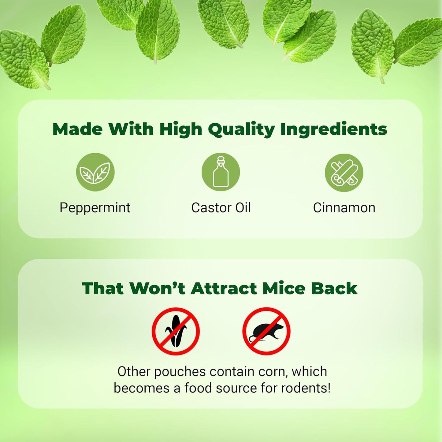 Mighty Mint Mouse Repellent Pouches - Natural Peppermint & Cinnamon Formula - 12 Count Plant-Based Indoor Deterrent