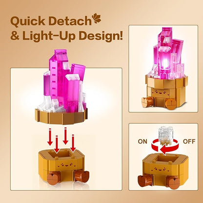 9 Pack Easter Party Favor Mineral Mini Building Set with LED Light 1170PCS Crystals Flower Bonsai Block Toy for Goodie Bag Fillers Classroom Prizes Birthday Gift for Kids Adults Women