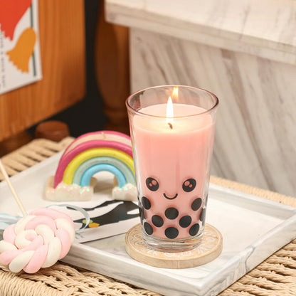 Strawberry Candles,Boba Candle,Strawberry Boba Scented, Valentines Day Galientines Brithday Funny Food Gift Candle for Milk Tea Lovers,12oz