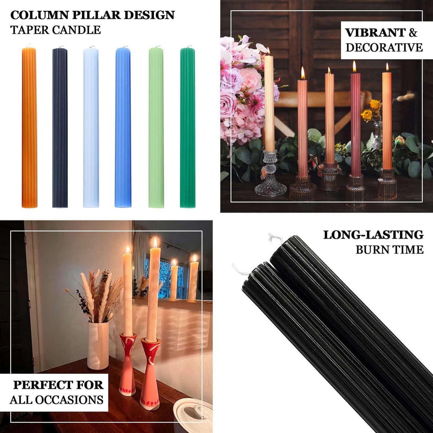 Efavormart 5 Pack 9" Mixed Sage Green Ribbed Unscented Taper Candles, Textured Ribbon Wax with Cotton Wick for Modern Centerpieces and Home Decor