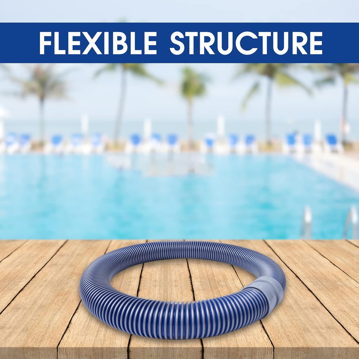 POOLWHALE Professional Swimming Pool Vacuum Cleaner Hose - 1.5” Extension Kit, 8 Pieces - Compatible with All Major Cleaners