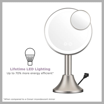 Conair Lighted Makeup Mirror, LED Vanity Mirror, 1X/10X Magnifying Mirror with Handheld Feature, Corded or Cordless in Brushed Nickel
