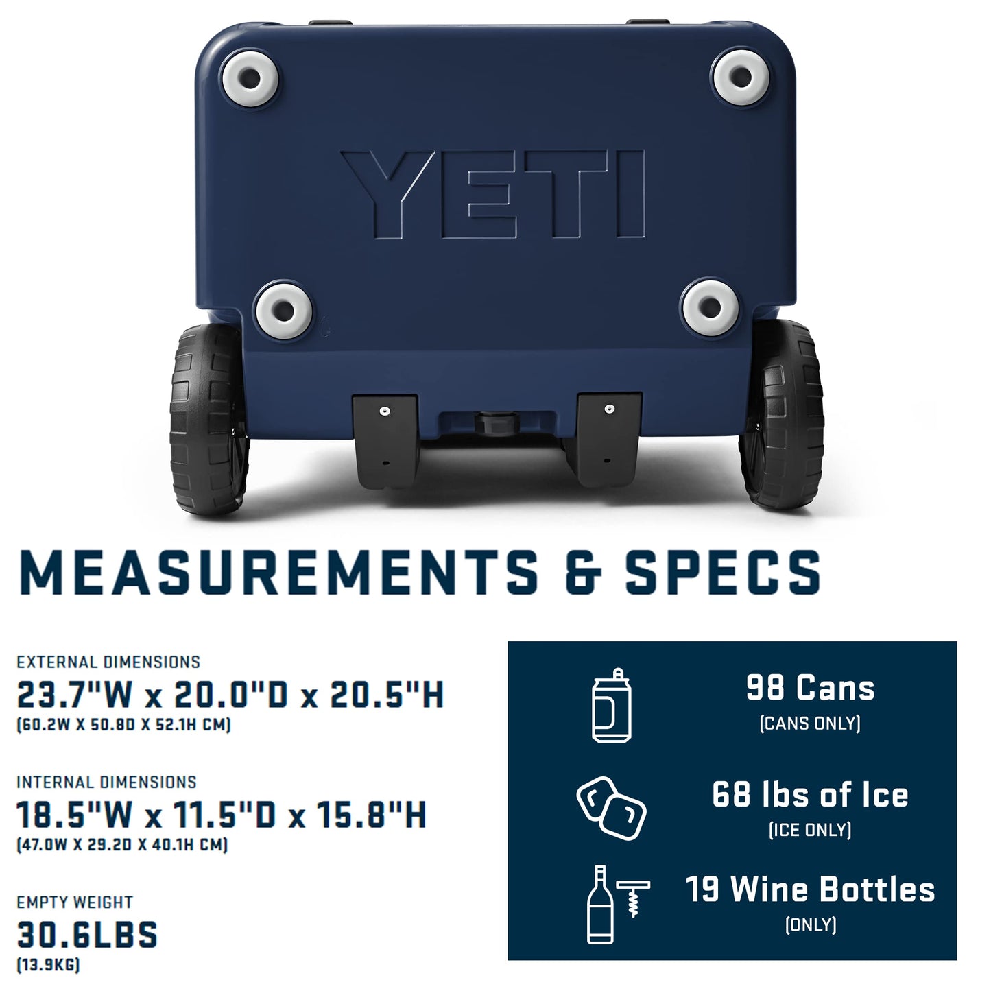 YETI Roadie Wheel Cooler, Navy, 60