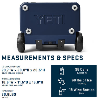 YETI Roadie Wheel Cooler, Navy, 60