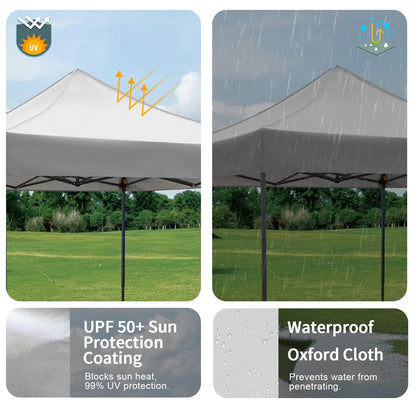 10x10 Durable Pop Up Canopy Tent with Sidewalls, Waterproof Attachable Tent Wall, Privacy Shade for Outdoor Events, Camping, Farmers Market (Light Gray)