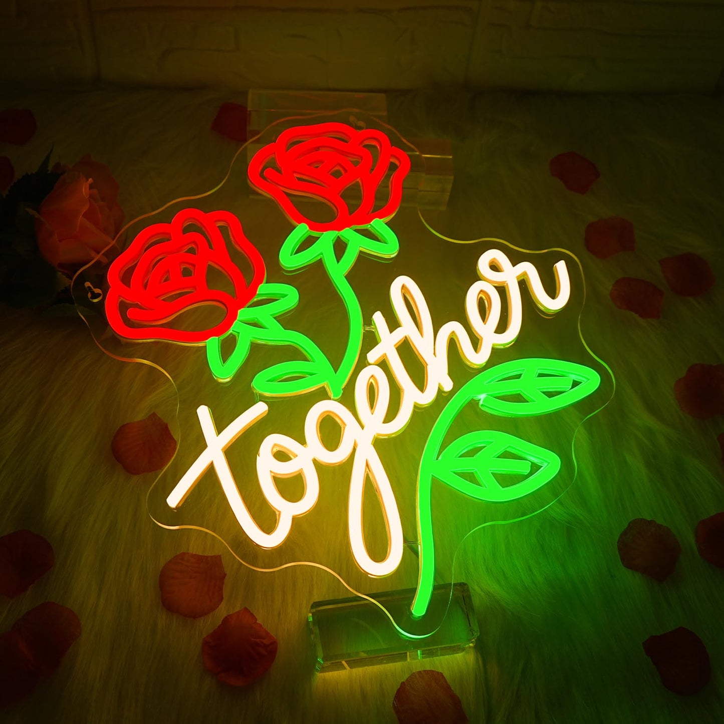 Looklight Better Together Neon Sign,Neon Light for Wall Decor,Wedding Neon Sign,Warm White Led Neon Light USB Letters Neon Signs Led Signs for Wedding,Engagement Party,Birthday