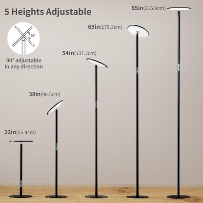 chiphy Grow Lights, 85" Full Spectrum Plant Light for Indoor Plants, 40W Grow Lamp, 10 Dimmable Brightness, Height Adjustable, Ideal for Large Tall Plants