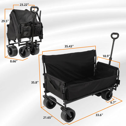 Collapsible Folding Outdoor Utility Wagon, 440LBS Heavy Duty Utility Carts,Reclining Camper,Expandable Storage，Padded and Wheeled, All Terrain Wheels, Great for Camping, Outdoors, Shopping