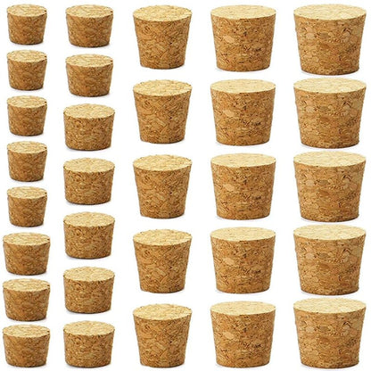 30Pcs Cork Stoppers, Wooden Tapered Wine Bottle Stoppers Replacement Corks, Wooden Tapered Cork Plugs for Wine Beer Bottle Crafts, 6 Sizes