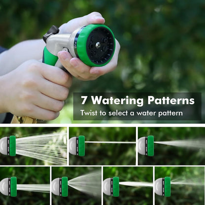 RESTMO Heavy Duty Metal Garden Hose Nozzle - 7 Adjustable Spray Patterns for Efficient Watering & Cleaning