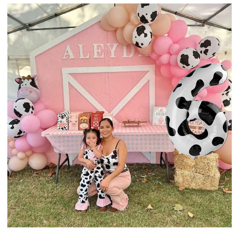 Cow Print Number 10 Balloon 40 inch, 10 Number Balloons, 10th Cow Farm Barnyard theme Birthday Decorations for Girls Boys Kids, 10 Year Old Party Supplies