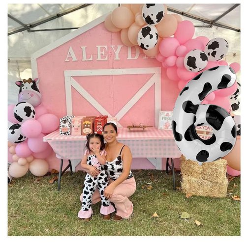 Cow Print Number 19 Balloon 40 inch, 19 Number Balloons, 19th Cow Farm Barnyard theme Birthday Decorations for Girls Boys Kids, 19 Year Old Party Supplies
