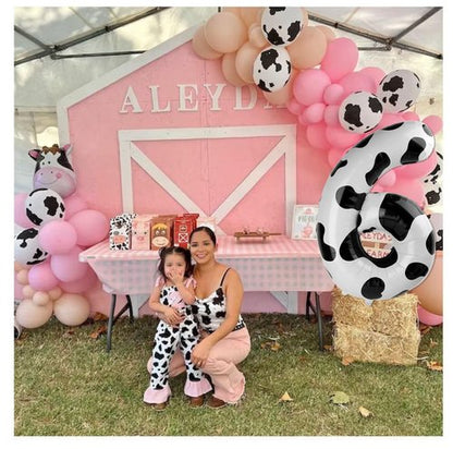 Cow Print Number 19 Balloon 40 inch, 19 Number Balloons, 19th Cow Farm Barnyard theme Birthday Decorations for Girls Boys Kids, 19 Year Old Party Supplies