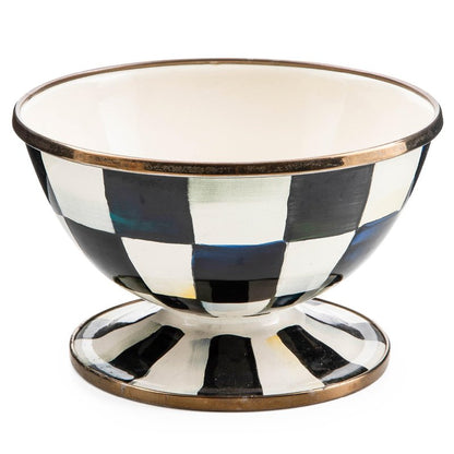 MACKENZIE-CHILDS Enamel Ice Cream Bowl, Serving Bowls for Entertaining, 2-Cup Capacity, Gray-and-White Sterling Check