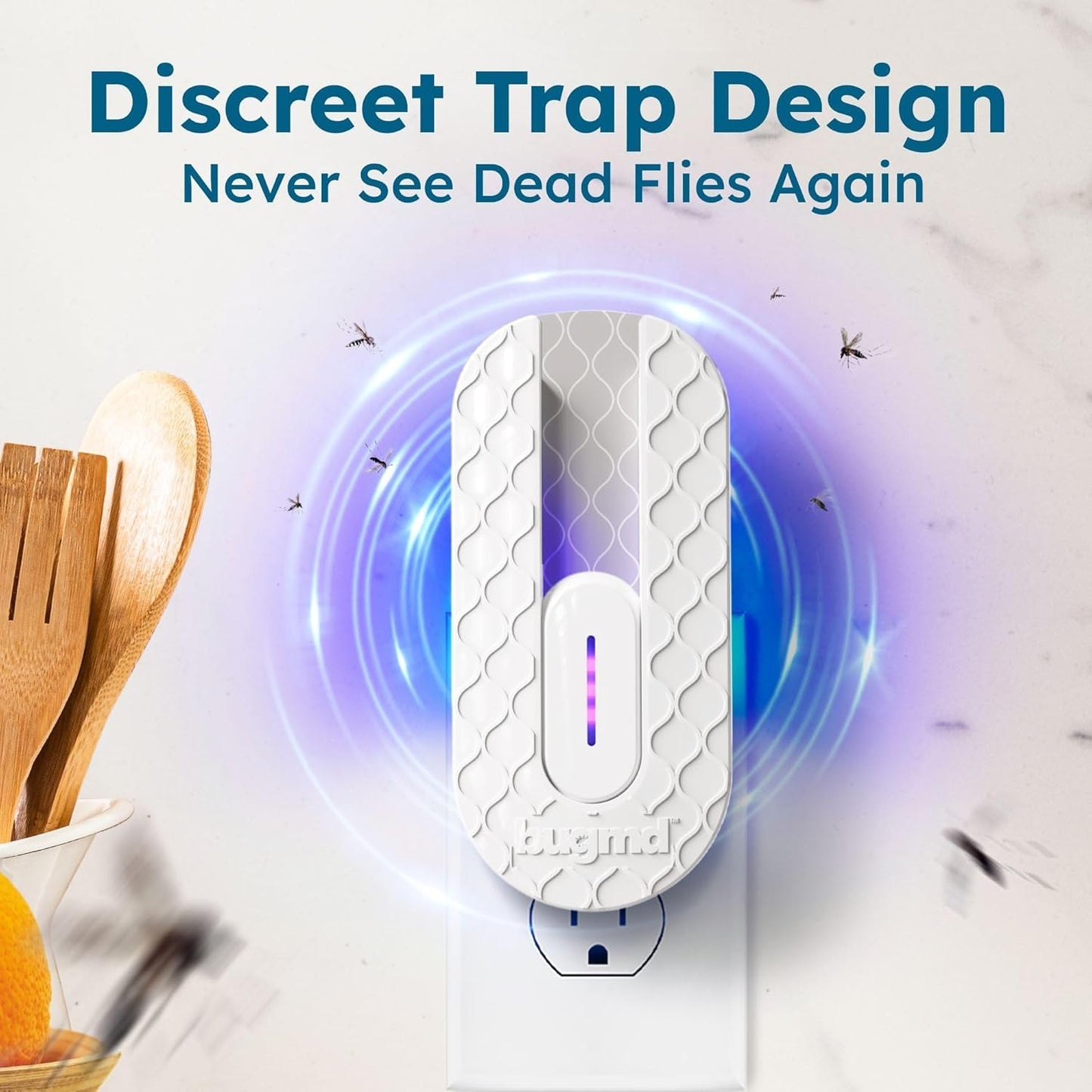 BugMD No Buzz Zone Fruit Fly Traps for Indoors with Honey Scent Bait & UV Light – Gnat Traps for House Indoor, Plug in Fly Trap Indoor, Bug Zapper Alternative, Mosquito Trap for Home (6-Pack)