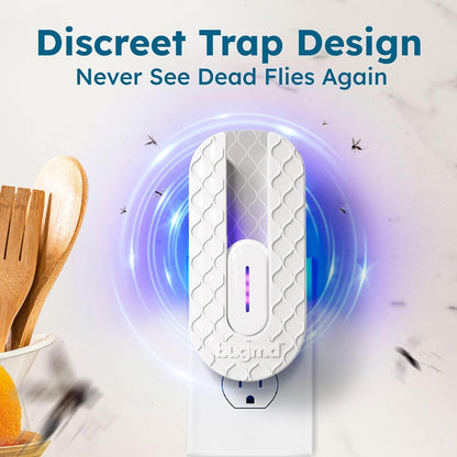 BugMD No Buzz Zone Fruit Fly Traps for Indoors with Honey Scent Bait & UV Light – Gnat Traps for House Indoor, Plug in Fly Trap Indoor, Bug Zapper Alternative, Mosquito Trap for Home (6-Pack)