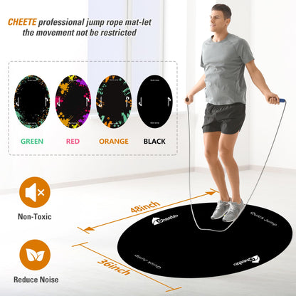 Jump Rope Mat Large Rubber Exercise Mat Workout Mats for Home Gym Flooring Non-Slip Oval Design for Floor & Rope Protection