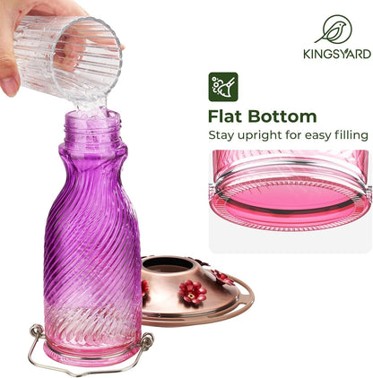 Kingsyard Hummingbird Feeder - 24 oz Outdoor Nectar Feeder with 6 Ports & Ant Moat | Easy Clean Purple