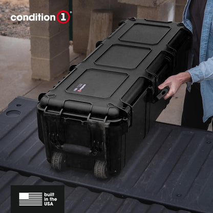 Condition 1 45" Empty Waterproof Hard Case w/Wheels – Lockable, TSA Approved Gear Storage Long Trunk, IP67-Rated Waterproof, Stackable, Rugged Travel Case – Black, Made in USA, 44.52"x16.30"x12.90"