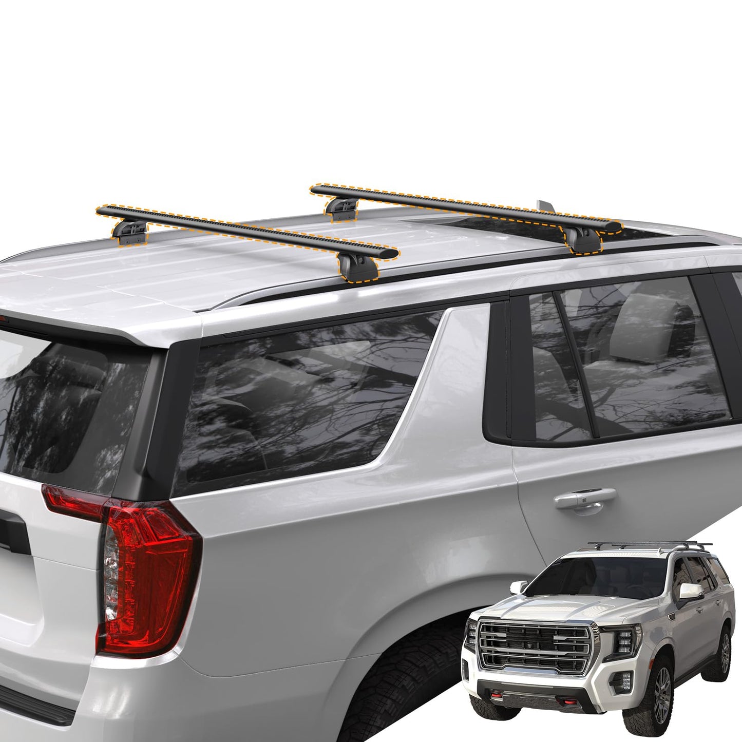 Snailfly Aluminum Lockable Roof Rack Cross Bar Fit for 2021–2026 Chevy Tahoe Suburban, GMC Yukon, Cadillac Escalade, 330 lbs Load Capacity, Easy No-Drill Install, Crossbar for Cargo Kayak Bike