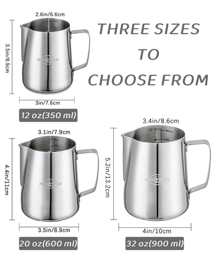 HOWFIELD Milk Frothing Pitcher, Stainless Steel, 32oz