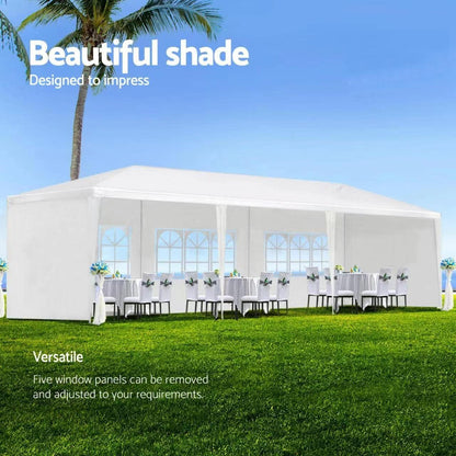 10x30 Party Tent, Outdoor Wedding Tents with 5 Removable Sidewalls, Gazebo Shelter for Parties Patio, Outside Waterproof Canopy Tents, Party Wedding BBQ Events Tent White