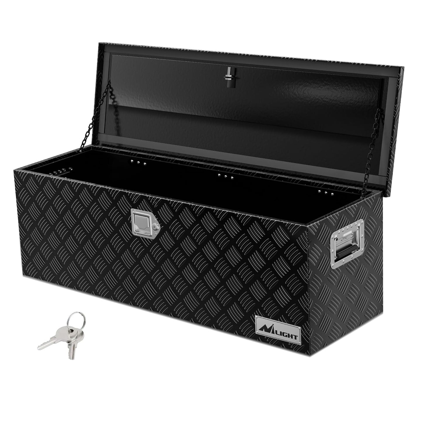 Nilight 44 Inch Truck Tool Box Heavy Duty Aluminum Stripes Plated Pick Up Truck Bed Toolboxes 44"x15"x15" Waterproof Storage Organizer for Bed of Truck RV Trailer with Side Handle Lock Keys, Black