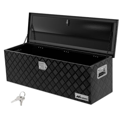 Nilight 44 Inch Truck Tool Box Heavy Duty Aluminum Stripes Plated Pick Up Truck Bed Toolboxes 44"x15"x15" Waterproof Storage Organizer for Bed of Truck RV Trailer with Side Handle Lock Keys, Black