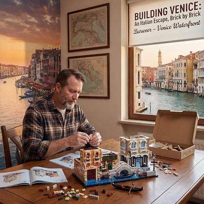 Venice Rivera Building Block Set Italian Canal City Architecture Street View Kit with LED Lighting Collectible Home Decor Gift for Adults &amp Teens4610 PiecesBarweer 010
