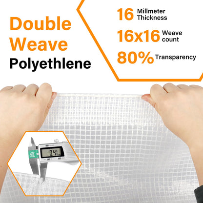 16 Mil Greenhouse Cover,Clear Plastic Tarps Heavy Duty Waterproof 20x30FT,UV Resistant Poly Clear Tarps with Grommets, Greenhouse Heavy Duty Tarp for Gardening, Farming, Nursery, Garden
