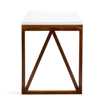 Kate and Laurel Kaya Modern Wall-Mounted Folding Table, 24 x 33 x 31, White and Walnut, Space-Saving Versatile Table with Folding Design for Dining Room or Home Office Decor
