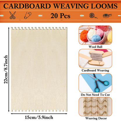 20 Pcs Beginners Wooden Loom Notched Weaving Loom Basket Weaving Tools for Kids Adult Art Craft Activity Jewelry Motor Skills Crochet Knitting Sewing Teaching Educational
