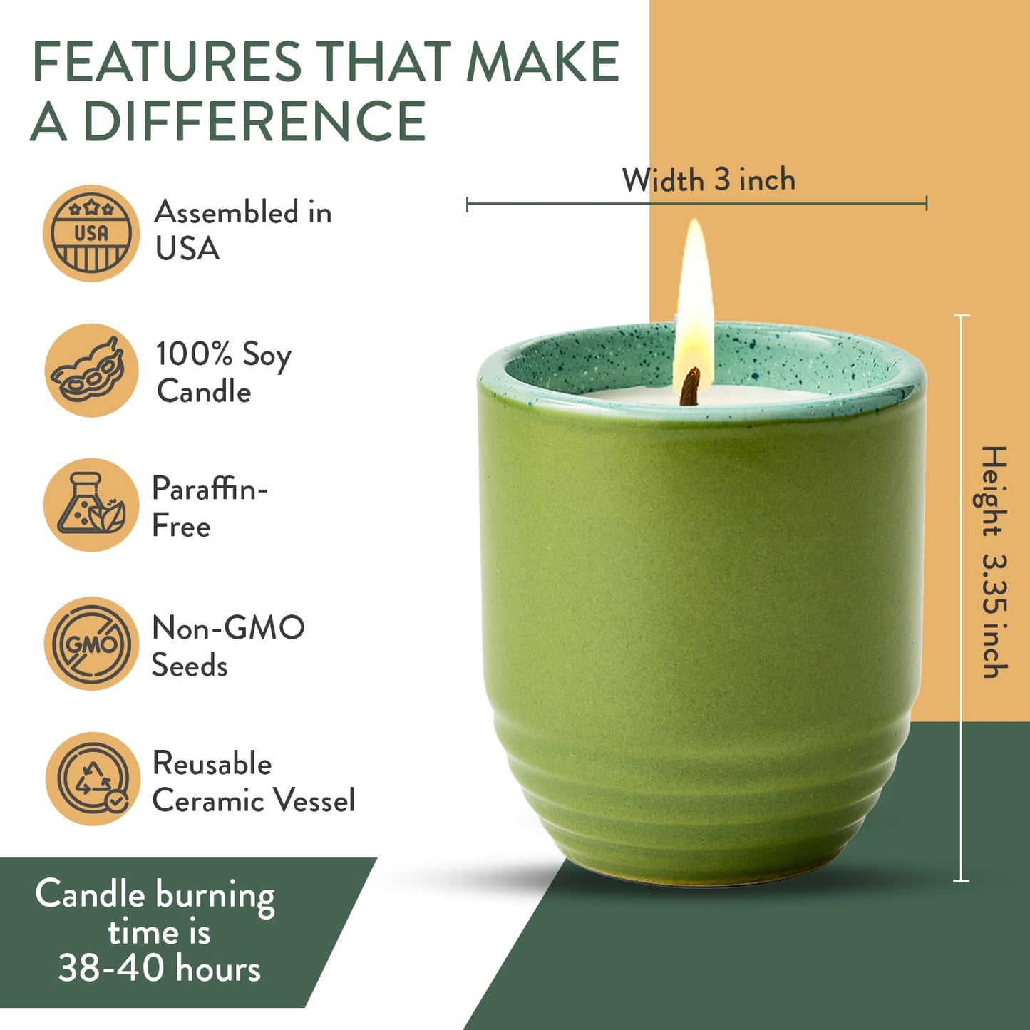 Modern Sprout - 2-in-1 Soy Candle & Planter - in The Weeds (Eucalyptus, Pink Pepper, Patchouli, Citrus) 6 Oz Scented Candle w/Mint Seeds - Ceramic Vessel Dual Purpose Jar - 38-40 Hour Burn