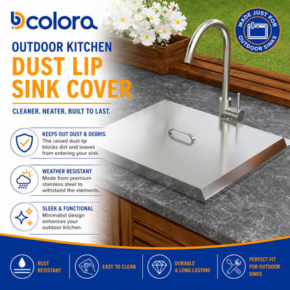 Dcolora 20 In. Outdoor Kitchen Sink, Drop In Workstation Bar Sink for Patio, RV and Utility Use, Single Bowl 304 Stainless Steel with Faucet and Dust Lid, 20"x19"x9" #DC-SFDOE00160