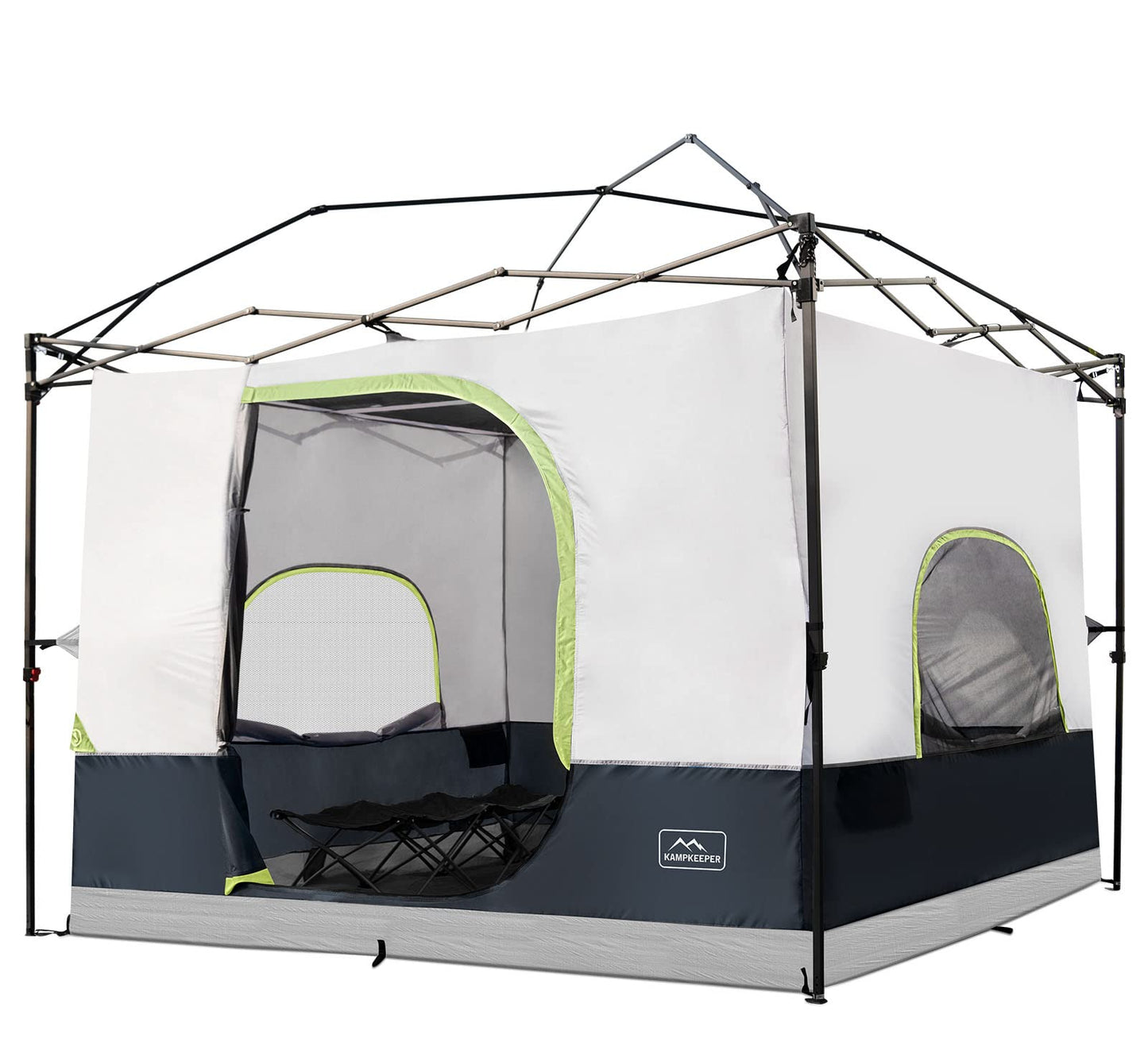KAMPKEEPER Camping Inner Tent for Pop Up Canopy, Converts 10'x10' Straight Leg Canopy into Camping Tent–Fully Vented Roof(Top & Frame NOT Included) (Black, Classic)