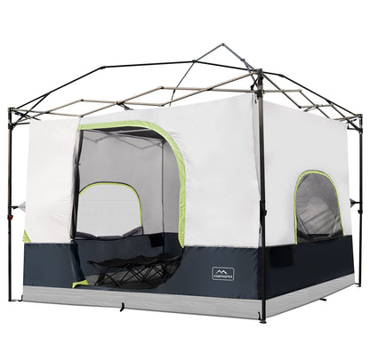 KAMPKEEPER Camping Inner Tent for Pop Up Canopy, Converts 10'x10' Straight Leg Canopy into Camping Tent–Fully Vented Roof(Top & Frame NOT Included) (Black, Classic)
