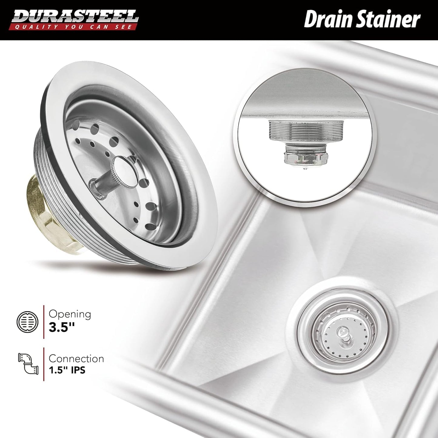DuraSteel 304 Commercial Stainless Steel Utility Sink - 15 Inch Tub Freestanding Prep Kitchen Sink - NSF Hand Wash Station for Kitchen Sinks, Outdoor, Laundry Room, Garage Slop Small Kitchenette
