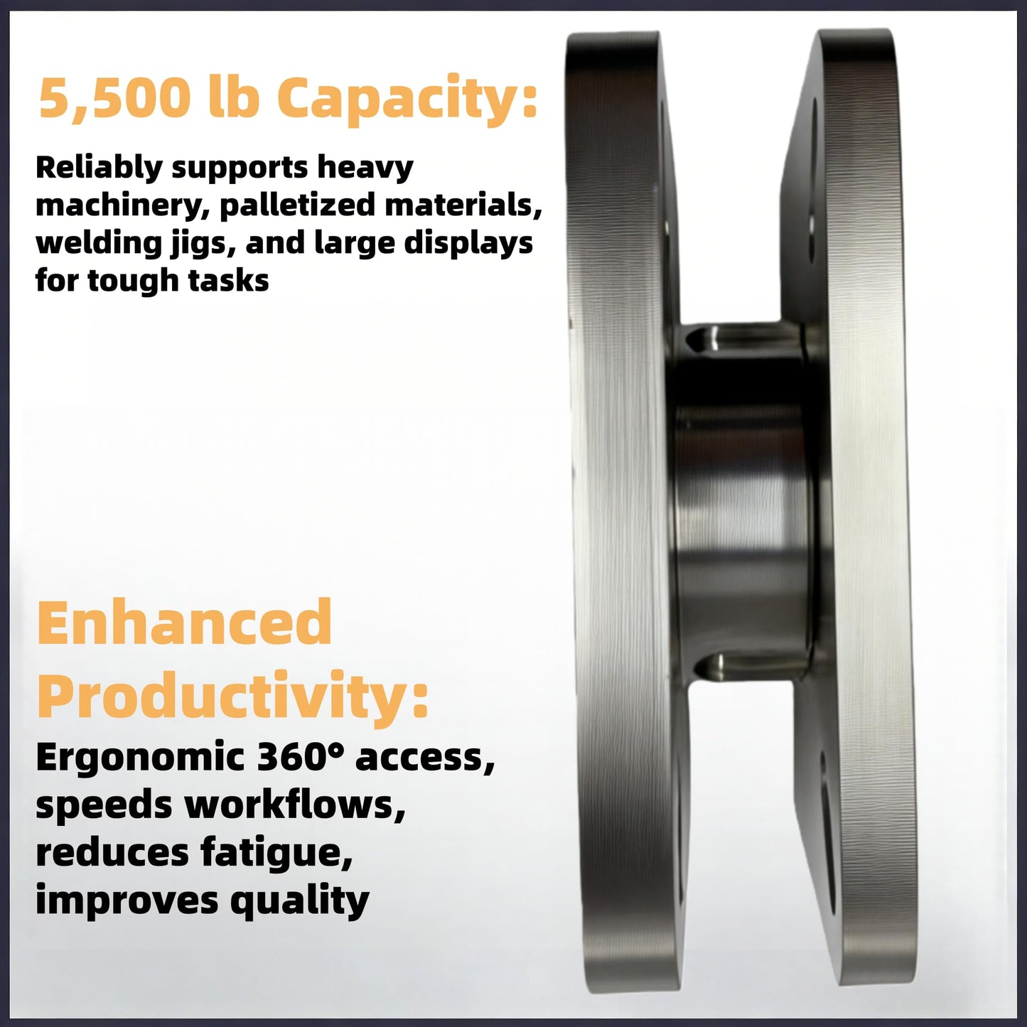 BoCID Heavy Duty Bearing Plate Turntable 5,500 Lb Rating Greaseablle, Kingpinless Design, for Workstations & Displays Industrial Ball Bearing Turntable Swivel Plate 6.3"x4.53"