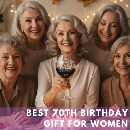 Engraved 70th Wine Glass 16 Oz, 70th Birthday Gifts For Women, 70 Birthday Decorations, Funny 70 Bday Gifts Idea For Her, Ladies, Sister, Mom, Grandma - Turning Seventy Present