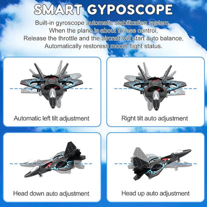 RC Plane Remote Control Airplane Toy 2025 New Remote Control Plane Fighter Jet 2-Way Remote Control Methods (Normal+Watch) 360° Flip Fighter Jet Toy Gravity Sensing Stunt Roll Gifts for Kids Boys