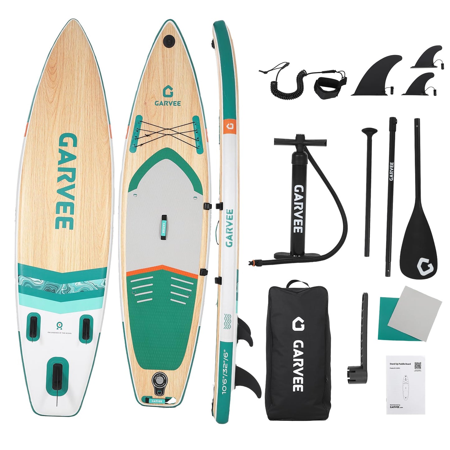 Garvee Inflatable Stand Up Paddle Board, 11' Paddle Boards with Premium SUP Accessories, Non-Slip Deck SUP Paddle Board, Stable Wide Paddleboard for Adults & Youth of All Skill Levels