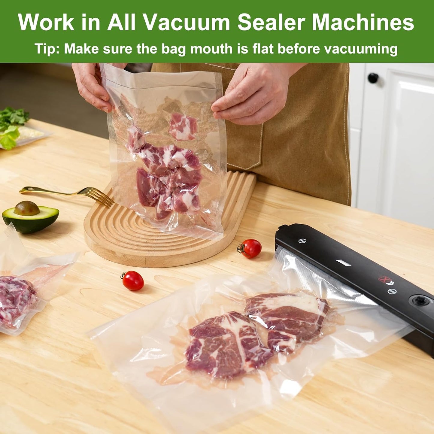 Vacuum Sealer Bags - 150 Precut Food Saver Bags | BPA Free, Puncture Resistant, Meal Prep Sizes