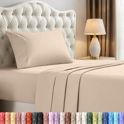 Utopia Bedding Twin XL Sheet Set - Soft & Breathable Microfiber, 3-Piece Bed Sheets (Beige)