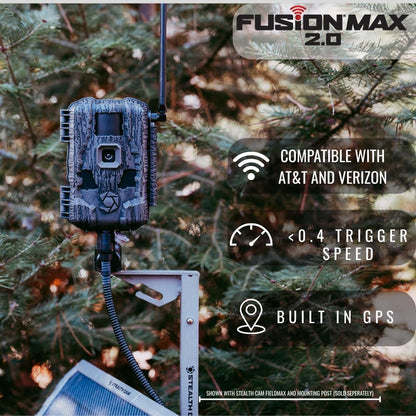 Stealth Cam Fusion Max 2.0 Cellular Trail Camera – 36MP Photo, 1080P Video, AT&T/Verizon Compatible, Motion Activated w/Night Vision – Hunting & Wildlife Surveillance Camera + Solar Panel (1PK)