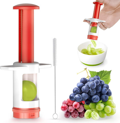 Skiennix Grapes Cutter for Toddlers | Safe Fruit & Veggie Slicer with Red Container & CrossBlade