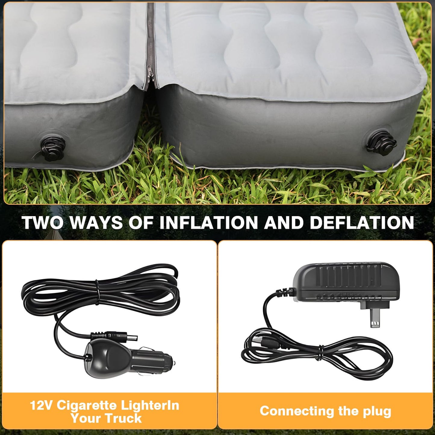 Inflatable Truck Bed Air Mattress for Tacoma (2001-2024) & Jeep Gladiator JT (2019-2024) | 5ft-5.5ft Camping Mattress with 600lbs Capacity, 300D Oxford Fabric, Anti-Slip Design for Truck Bed Camping