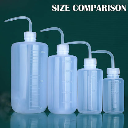 2PCS 1000ml/34 oz Plastic Squeeze Bottle With Measuring Refillable Bent Tip Wash Cleaning Liquids Water Storage Containers Pot Holder Portable Safety Garden Home Kitchen Supply (White)