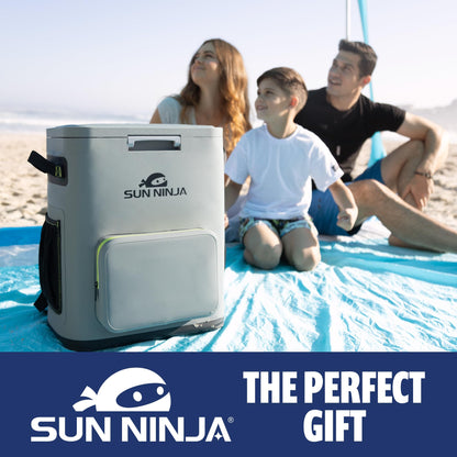 Sun Ninja Backpack Cooler - Insulated Leak Proof Beach Bag - 100% Waterproof Travel Picnic Backpacks for Men & Women - Keeps Drinks Cold for up to 48 Hours - Up to 36 Cans - Grey